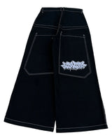 hip hop rock street baggy jeans y2k oversized pocket letter embroidery wexwear men women fashion retro high waist wide leg pants stacked flare jeans