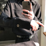 Mens French Elegant Basic Shirt Autumn Winter Genderless Fashion Trend Casual Solid Color Simple Long-Sleeved Shirt Unisex
