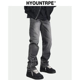 mens hip hop streetwear denim pants cobweb embroidery denim pants 2023 harajuku zipper cotton joggers jeans trousers harem pants relaxed fit joggers