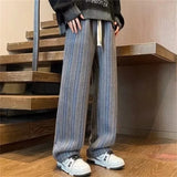 autumn striped woolen straight leg pants for men classic y2k vintage baggy trousers new casual high street fashion sweatpants relaxed fit joggers