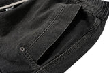 ro style ribbons wide leg multi pockets smoke grey baggy jeans for men straight pantalones hombre drawstring denim trousers unique jeans style 1208