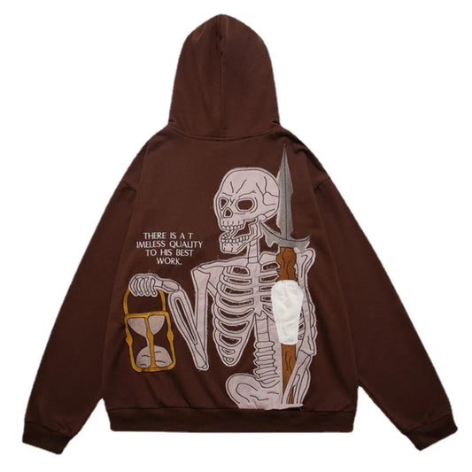 Glitchcore Fashion – Fashion Skull Embroidery Hoodies Pullover Hooded – Streetwear Fashion for Men & Women
