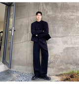 men 2 pieces sets corduroy short jacket wide leg pant suits korean streetwear fashion loose casual retro coat baggy trousers unique shorts style 2813
