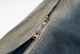 Ro Style Gradient Blue Horn Stacked Floor Dragging Jeans Unisex Streetwear Baggy Y2K Ribbons Zipper Denim Trousers Oversized