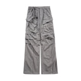 streetwear big pockets sashes pleated baggy jeans for men and women washed straight casual cargo pants oversize denim trousers 1 baggy cargo bottoms
