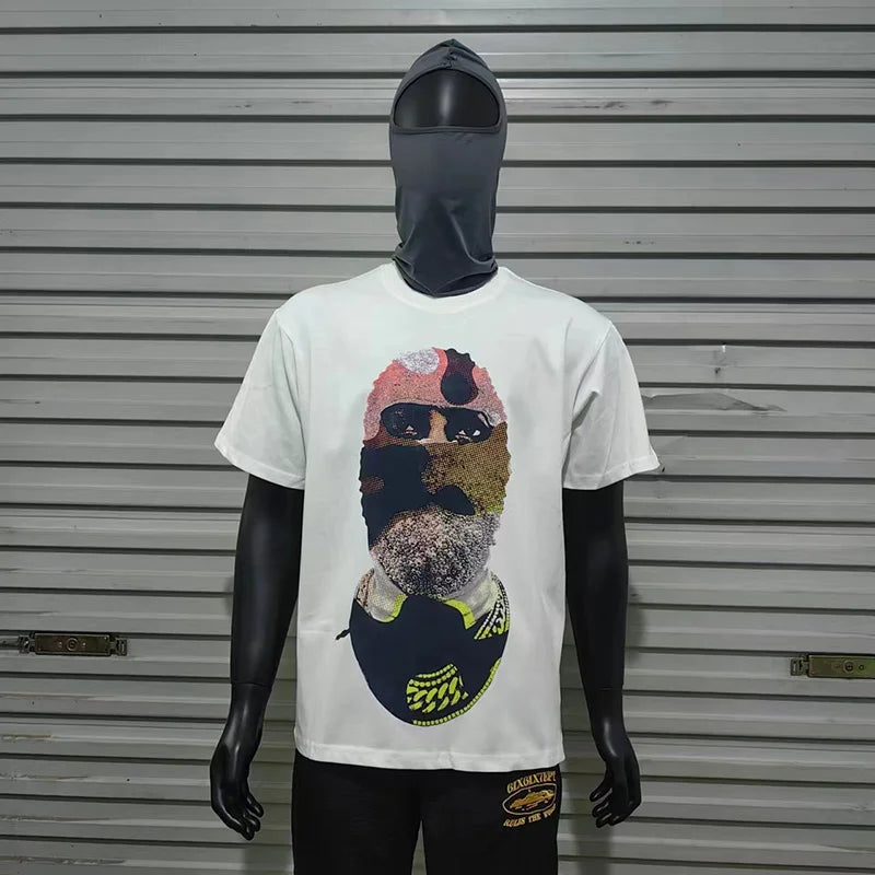 Glitchcore Fashion – High Quality Ih Nom Uh Nit T Shirt Masked Men Letter Printin – Urban Streetwear for Men & Women
