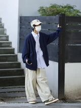 mens casual 2 pcs sets fake two pieces cotton shirt corduroy street wide leg pants sets japanese college retro couples suit unique default style 4557