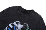 Harajuku Streetwear top – Harajuku Skeleton Printed Retro Distressed Washed T Shirt Me