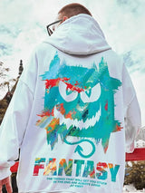 Harajuku Devil Graffiti Print Oversized Hoodies For Men Autumn Hooded