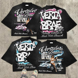 Harajuku Tribal flame – 2024 New Summer Fashion Brand Letter Pattern Oversized T Shi