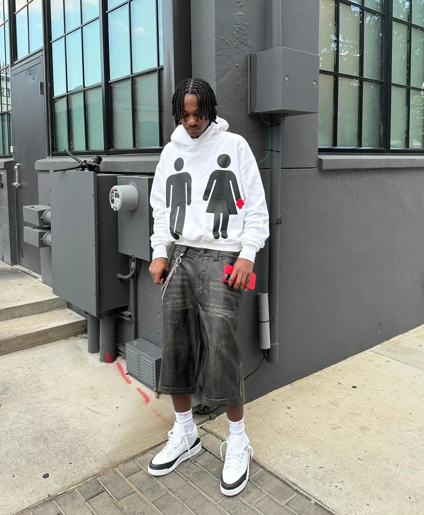 Cyber streetwear hoodie with futuristic digital print
