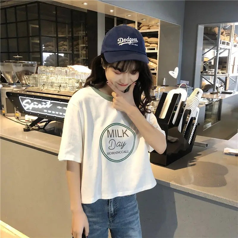 Y2k Tribal flame – Short Short Sleeved T Shirt For Female Students New Korean S