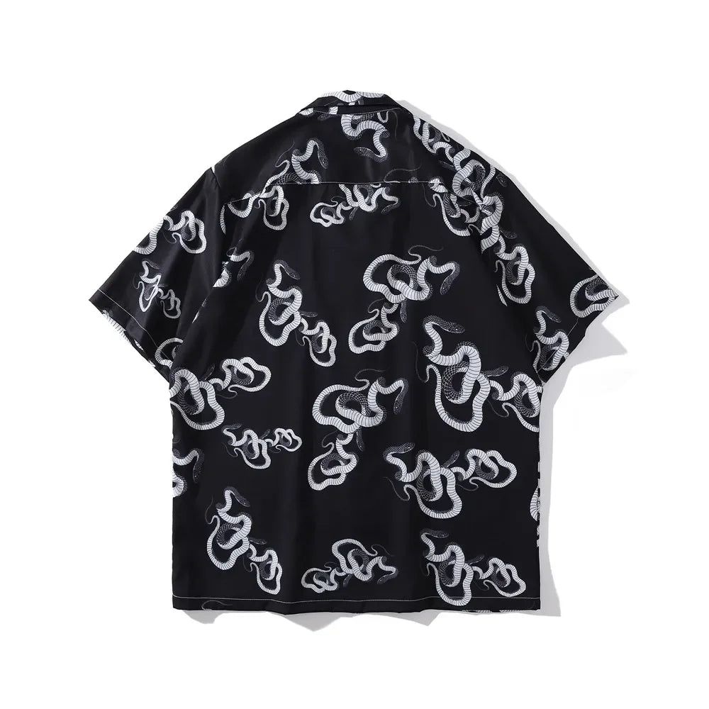 Dark Icon Snake Men's Shirt Short Sleeve Summer Vintage Polo Shirt Holiday Beach Shirts Man