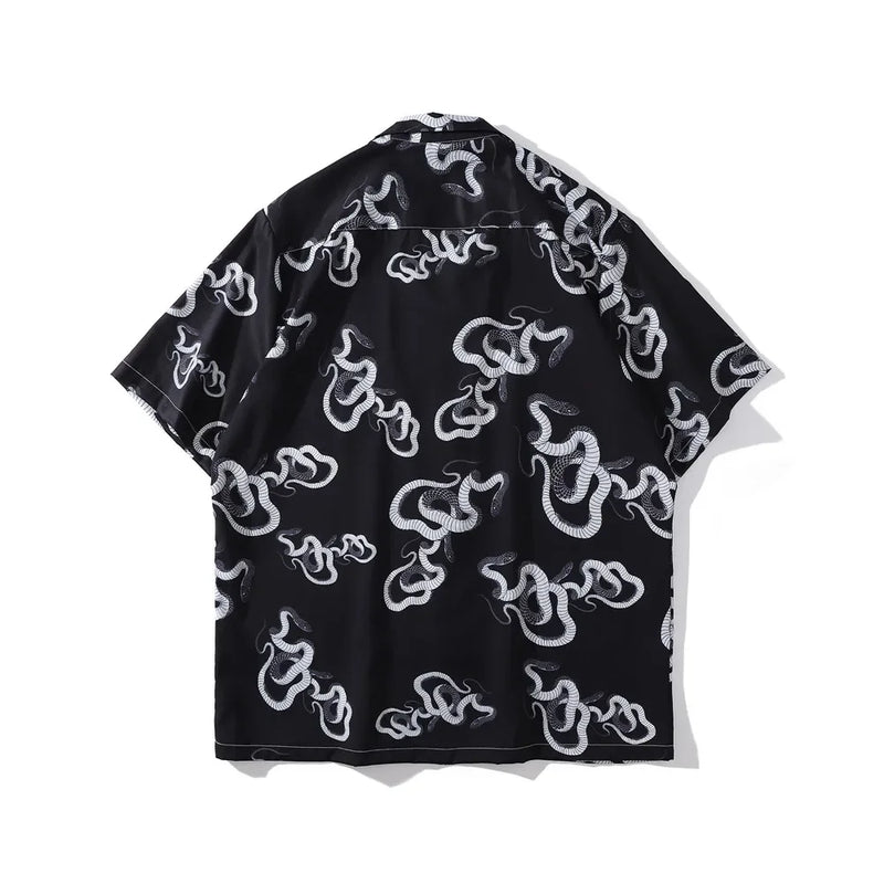 Dark Icon Snake Men's Shirt Short Sleeve Summer Vintage Polo Shirt Holiday Beach Shirts Man