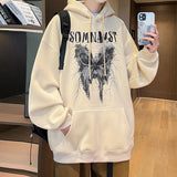 New Gothic Butterfly Printed Hooded Sweatshirt For Men Y2K Harajuku Fa
