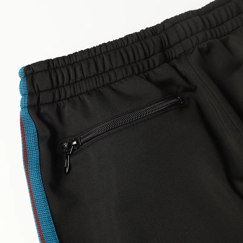 black new sweatpants pants men woman zipper drawstring embroidery side edge weaving stripe straight cylinder trousers unique joggers style 5350