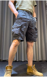 Men Trend Cargo Shorts Cotton High Quality Hot Sale Hip Hop Punk Wash Military Multi-pocket Casual Male's Outdoor Straight Short