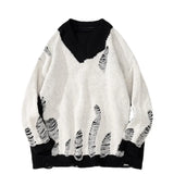 hip hop streetwear knitted sweater sweater 2022 mens harajuku ripped holes new casual v neck tops cotton loose pullover sweaters - high quality cotton hoodie, anime inspired graphic hoodie, gothic aesthetic hoodie for winter