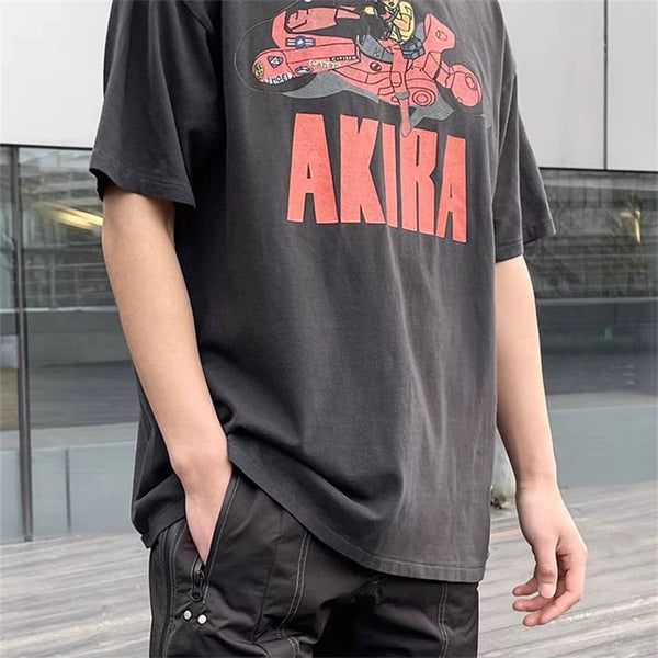 Anime Oversized shirt – Motorcycle Akira Short Sleeve Loose Cotton Heavy Duty Wash O