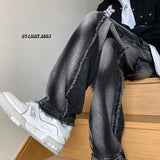 2023 summer new fashion jeans men loose all match casual pants straight leg pants boutique clothing simple style cargopantsmen baggy cargo bottoms