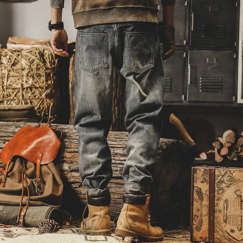 american high street personalized hip hop washed straight leg jeans for men and women loose and handsome trendy casual pants y2k urban skinny jeans