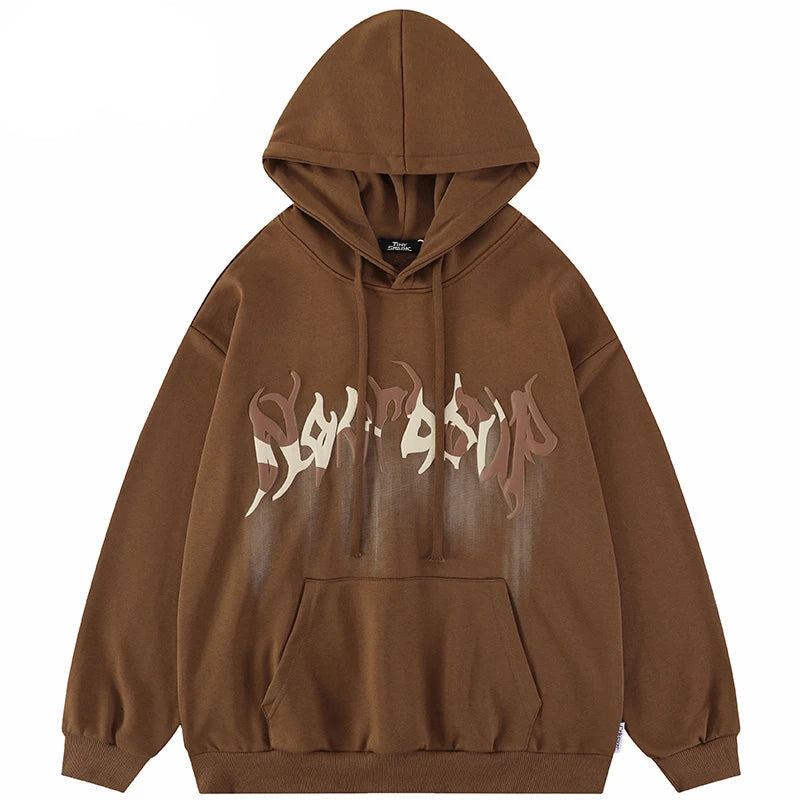 2023 Hip Hop Streetwear Hoodie Sweatshirt Letters Bubble Printing Hood