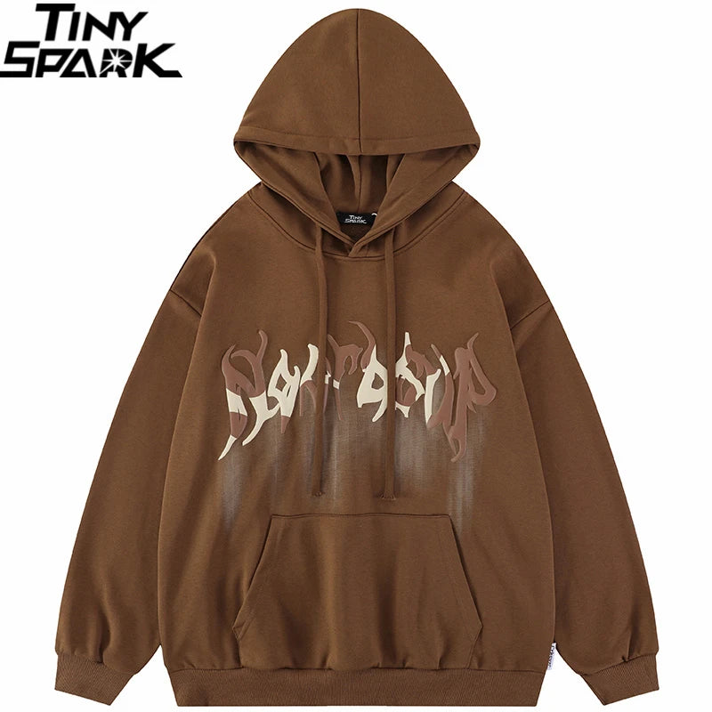 2023 Hip Hop Streetwear Hoodie Sweatshirt Letters Bubble Printing Hood