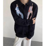 grunge fire sweater, streetwear drip, cozy knitwear for men, oversized grunge aesthetic winter top