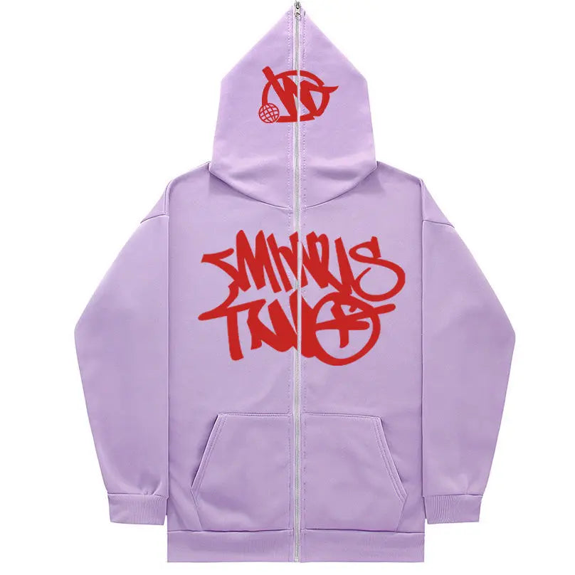 Retro Ins Zipper Sweatshirt Men's Hooded Loose Trendy Casual Y2K Versatile