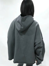 greg kanye double layer heavyweight fit hooded pullover with raw edges sweater grey oversized graphic print design, Y2K vintage urban hoodie, streetwear fashion hoodie
