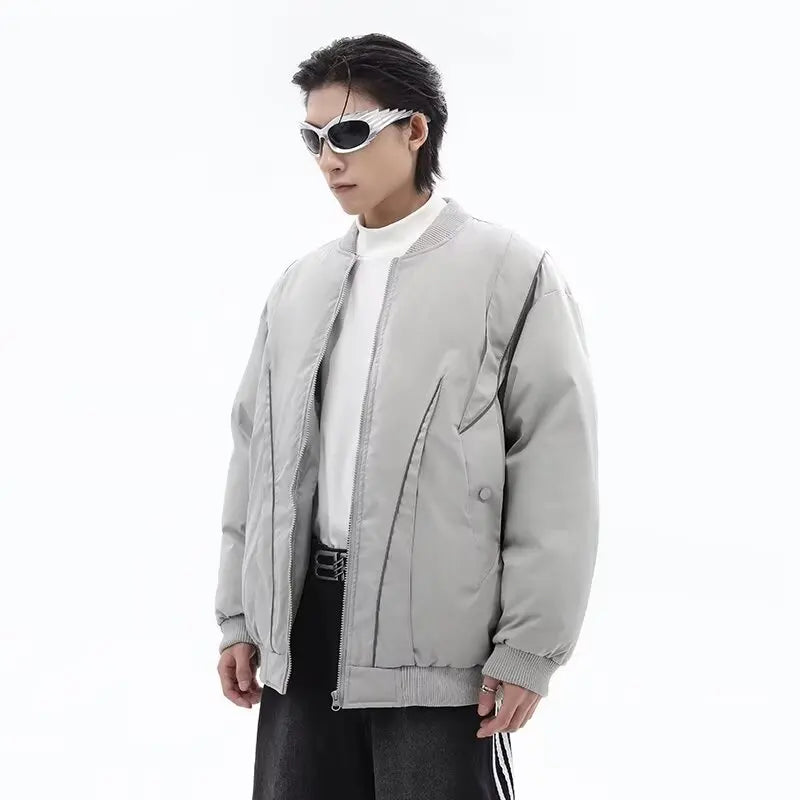 Winter Thickening Flying Baseball Uniform Solid Multi Pocket Simplicity Warm Cotton Jacket 2024 New Streetwear Male Parkas