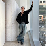 harajuku washed gradient color wide leg baggy denim trousers unisex straight loose casual jeans mens oversized cargo pants unique cargo style 1447