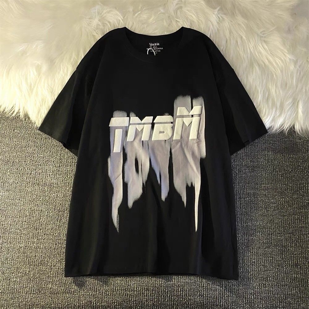 Anime Melting smiley – American Retro Street Lettering Simple Printing Short Sleeve