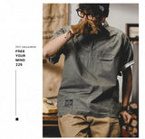Skatercore Graphic tee – American Retro Short Sleeve Cargo Polo T Shirt For Men Summe