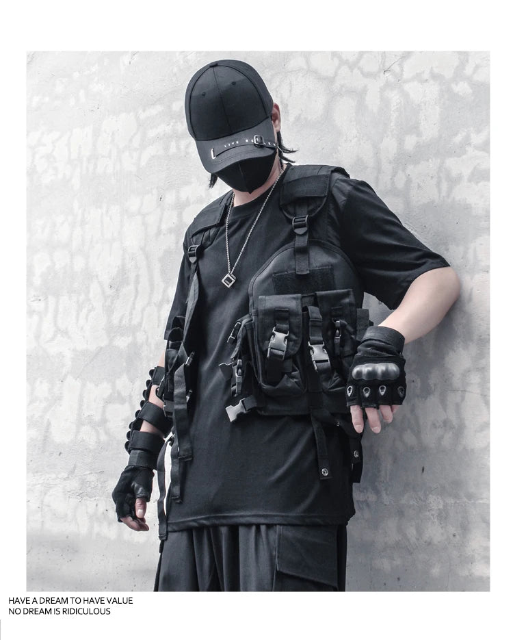 fashion hip hop sleeveless vest men cargo waistcoat with pockets military jacket new casual streetwear tactical sweatshirts n - variant style c1c01d for streetwear fashion