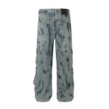 vintage multi pocket jeans mens harajuku cargo denim pants retro hip hop straight loose jean pants men clothing unique cargo style 1282