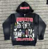 Streetwear Brand Trend Gothic Letter Print Oversized Hoodie Womens Fas