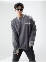 bold graphic pullover, layered streetwear look, soft knit pullover with flame design, y2k fashion statement