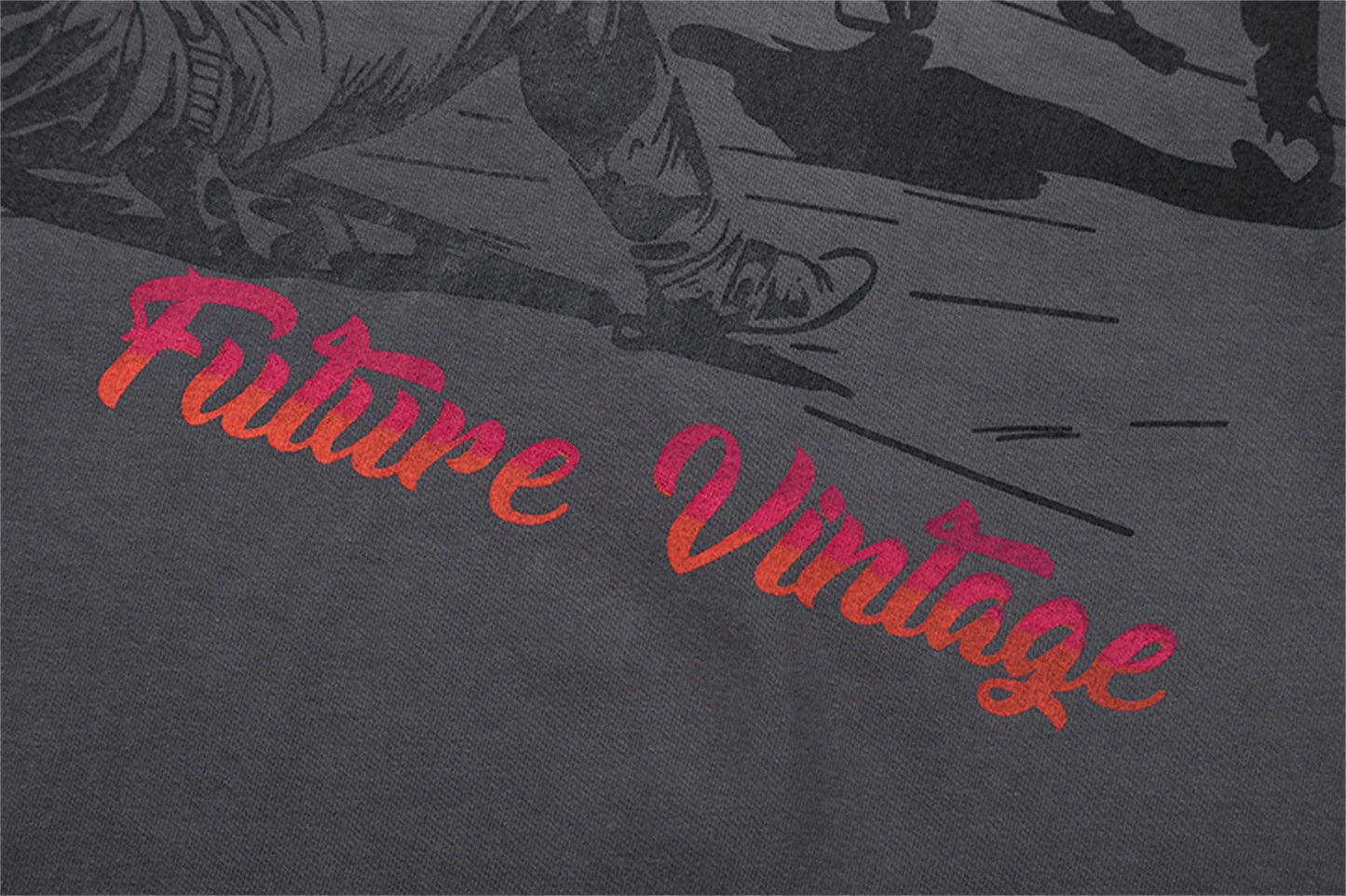 Trapwear Aesthetic print tee – 24Ss Future Vintage Style Western Gradient Logo Metal Print