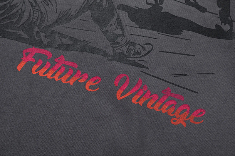 Trapwear Aesthetic print tee – 24Ss Future Vintage Style Western Gradient Logo Metal Print