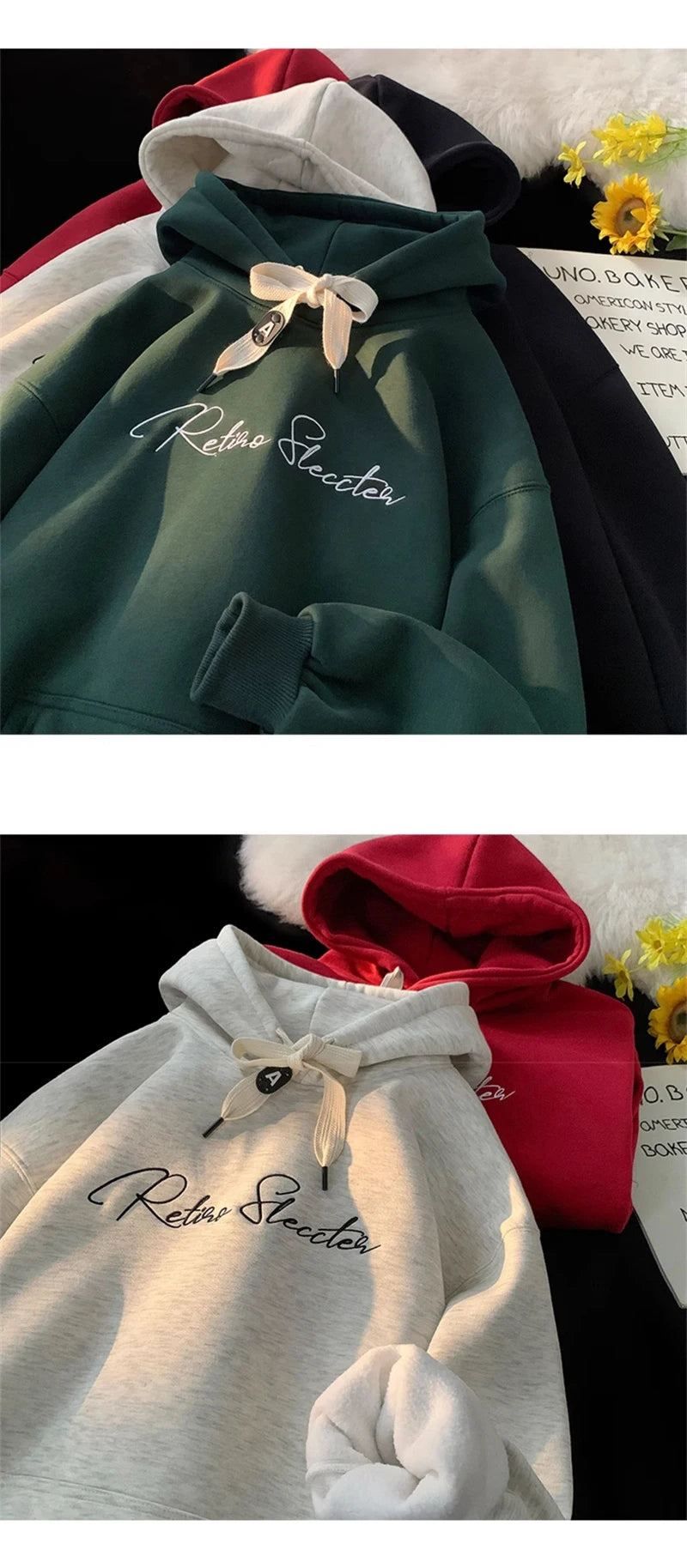 Men Hoodie Letter Printed Long Sleeve Autumn Sweatshirts Goth Fashion Y2K Vintage Hoodies Streetwear Fleece Pullover
