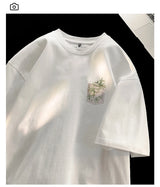 Gothic Crying character – New Chinese Style Bamboo Print Short Sleeve Tee Shirts Mens