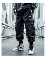 hip hop loose fit elastic waist cargo pants fashion side pocket ankle pants mens new casual drewstring sportwear pants joggers unique joggers style 3758