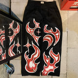 y2k men s jeans oversized hip hop goth flame pattern print baggy jeans for men retro straight wide leg denim pants streetwear unique jeans style 524