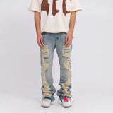 distressed skinny flared jean for mens big washed destroyed ripped denim jeans hip hop street wear blue biker jean pant women ripped baggy denim
