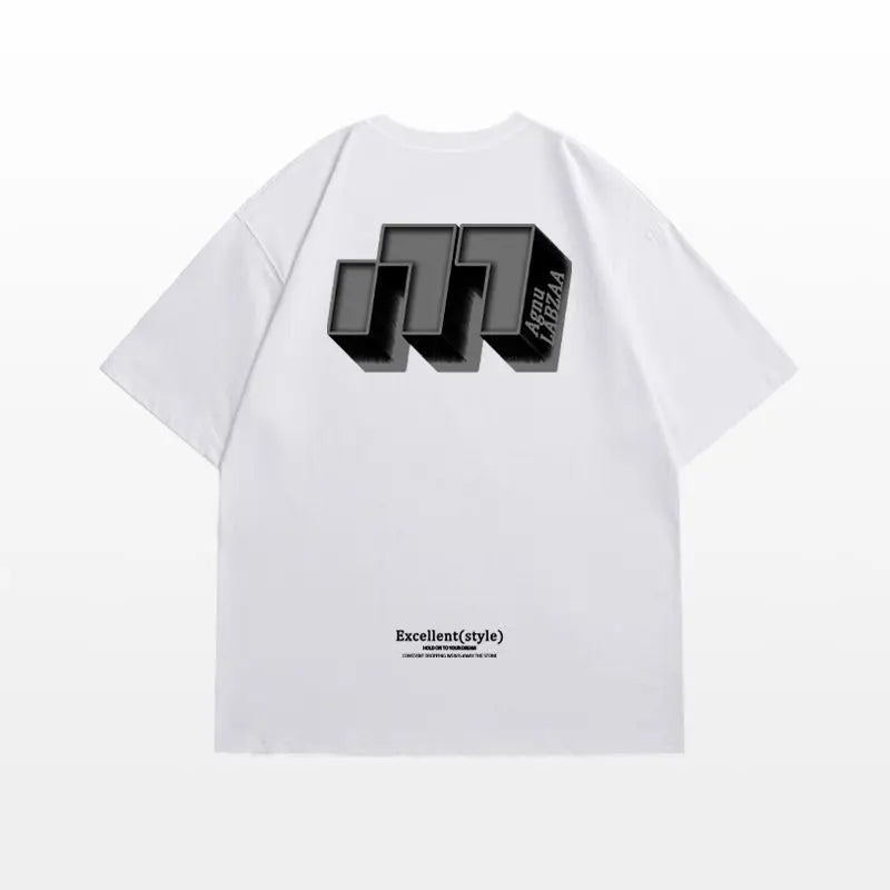 Skatercore Chrome print – Hip Hop Street Personality Letter Print Round Neck Short