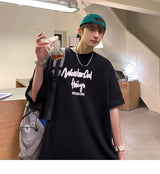 Korean style new Hong Kong style trendy letter printed short-sleeved trend loose and versatile casual couple half-sleeved top