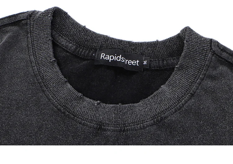 Sadcore Streetwear – 2023 Hip Hop Washed Black T Shirt Oversized Men Streetwear J – Edgy Streetwear for All Genders