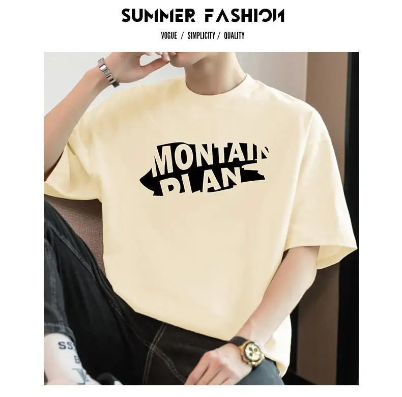 Y2k Anime panel – Heavy Cotton Clothes For Boys Short Sleeved Cotton Loose Clo