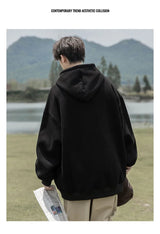 American Retro Casual Hoodies For Men Letter Printed Loose Fit Hooded